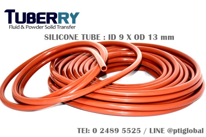 ท่อยางซิลิโคนสีแดงอิฐทนความร้อนสูง ID 9 mm