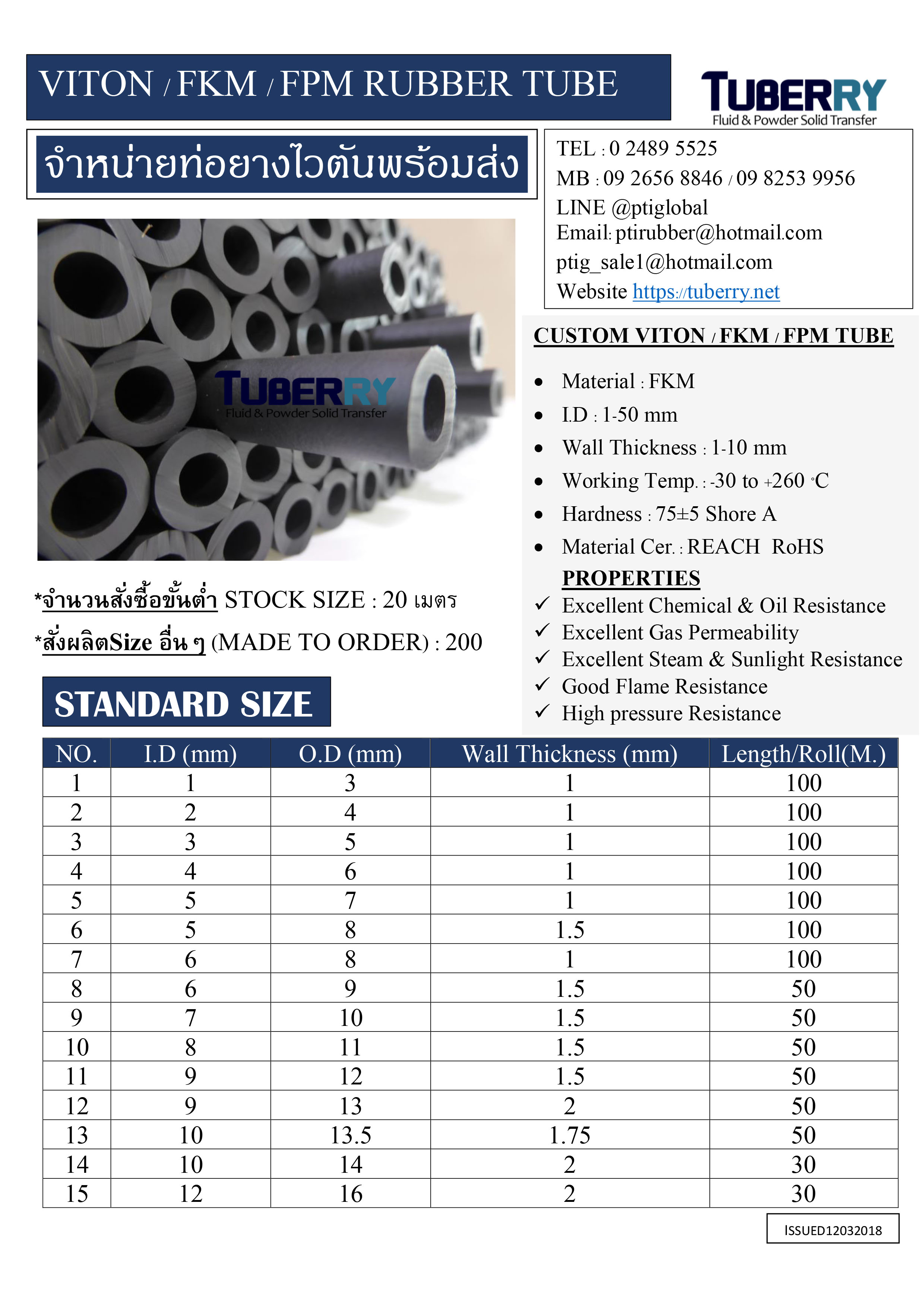 จำหน่ายท่อยางไวตัน VITON FKM พร้อมส่ง