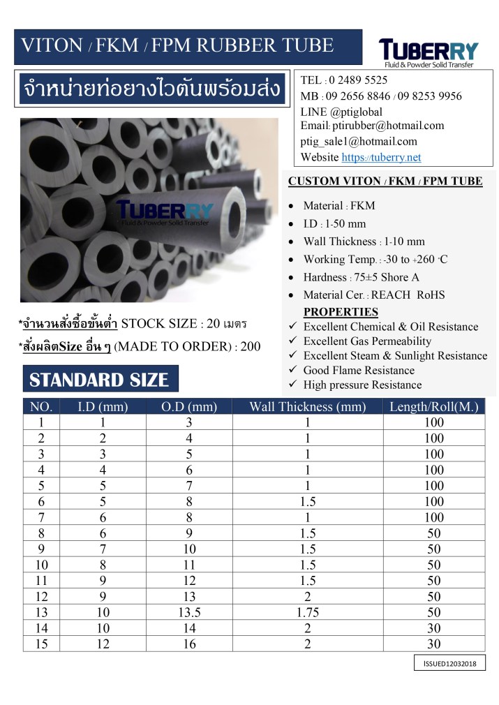 จำหน่ายท่อยางไวตัน VITON FKM พร้อมส่ง