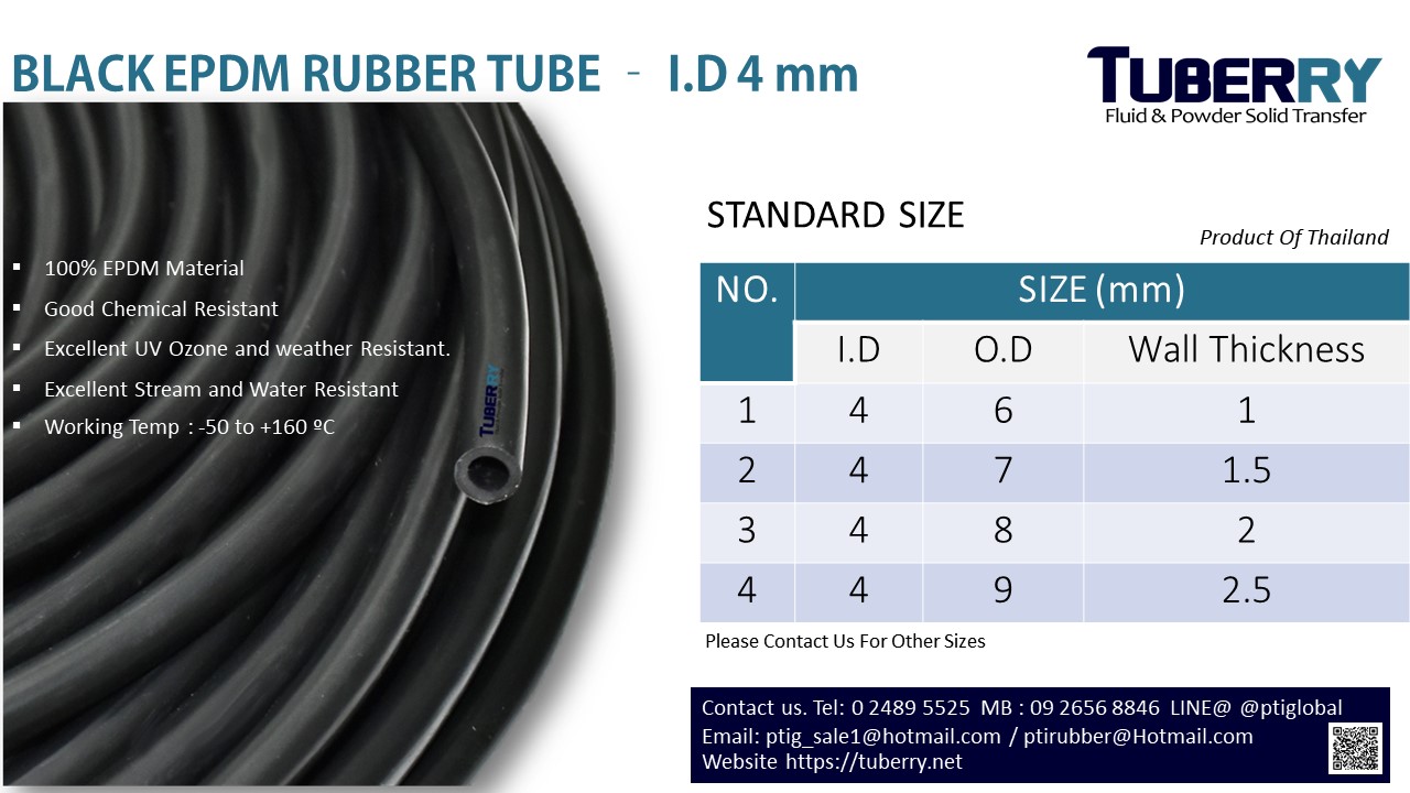 ท่อยางEPDM สีดำ I.D 4 mm