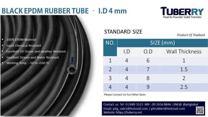 ท่อยางEPDM สีดำ I.D 4 mm